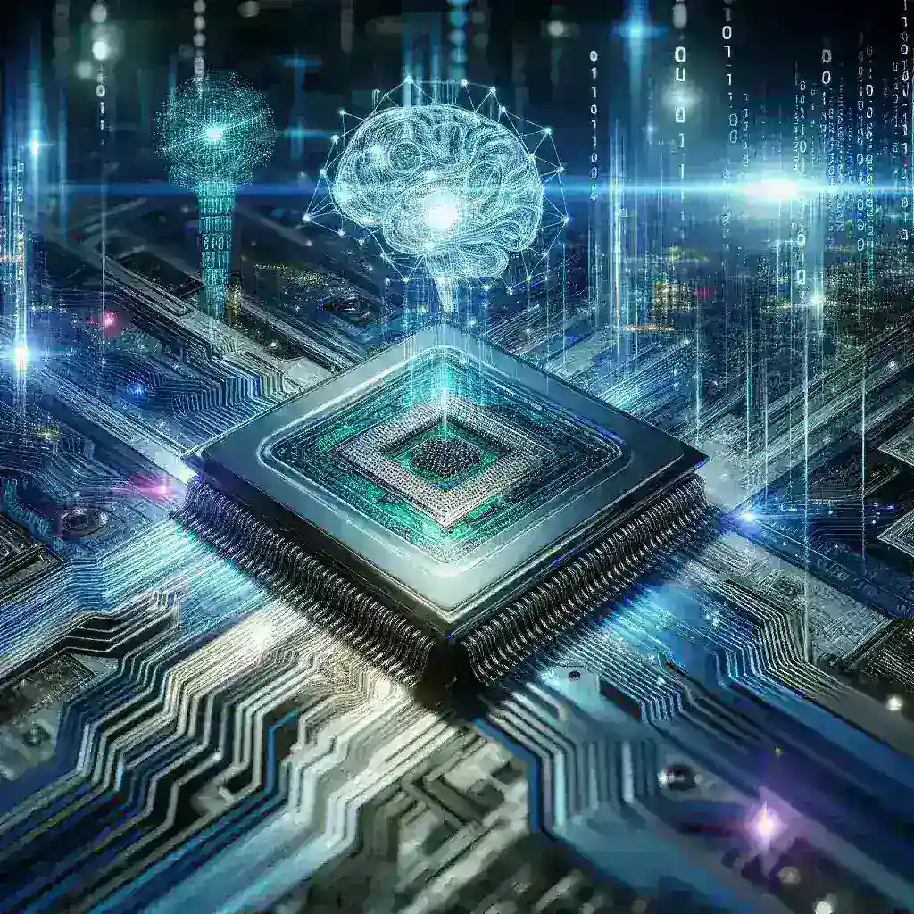 "Samsung Exynos terbaru dengan fokus AI: ilustrasi chip canggih yang mendemonstrasikan teknologi kecerdasan buatan dan inovasi dalam perangkat mobile."